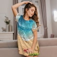 thumbnail image 3 of Balery Tropical Beach With Starfish Camisón de manga corta con cuello redondo para mujer, cómodo y elegante., 3 of 6