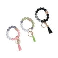 thumbnail image 1 of 3Pcs Silicone Beaded Bracelet Keychain Wristlet, Metal Keyring Tassels Style Beaded Bracelet For House Car Key Ring Holders, 1 of 8