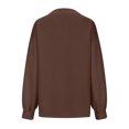 thumbnail image 4 of Itsame Womens Sweatshirts, V Neck Solid Color Casual Loose Oversized Tees Brown M, 4 of 5