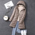 thumbnail image 3 of Chaqueta de plumón ligera de otoño e invierno para mujer, plumón de pato blanco largo, versión coreana, abrigo ligero y delgado, abrigo, sombrero, 3 of 6