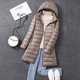 thumbnail image 1 of Chaqueta de plumón ligera de otoño e invierno para mujer, plumón de pato blanco largo, versión coreana, abrigo ligero y delgado, abrigo, sombrero, 1 of 5