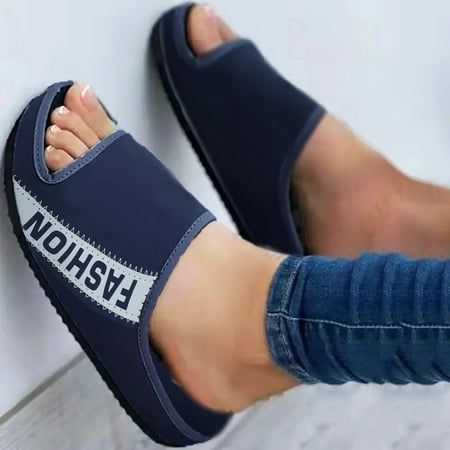 

FZM Women shoes Platform Slippers For Women Ladies Breathable Comfort Casual Wedges Shoes Sandals Sports Letter Pattern Open Toe Slippers