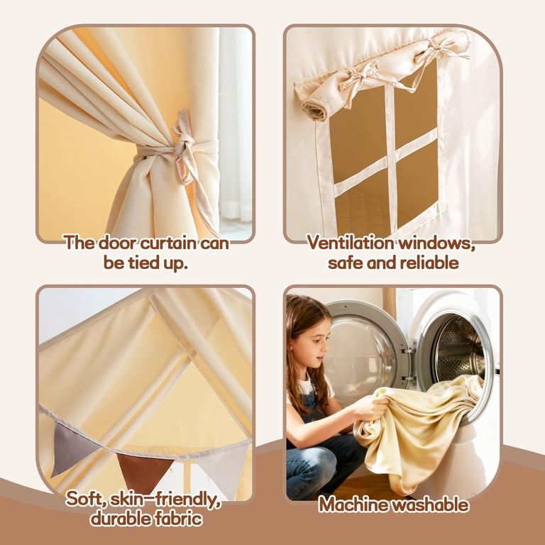 Koppop Toddler Playhouse Tent with Bunting, Beige photo 4