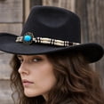 thumbnail image 3 of Qwertyu Western Cowboy Hat for Men Women Classic Roll Up Fedora Hat Cowgirl Cap with Buckle Belt Black, 3 of 6