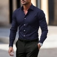 thumbnail image 2 of Men's Button-Down Shirt for Businessmen and Office Workers Slim-Fit Business-Casual Top Long-Sleeve Turn-Down Collar Apparel Available Professional Wear Classic Design Office Attire, 2 of 4
