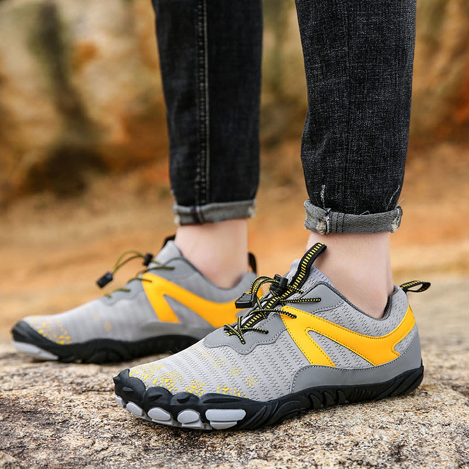 Womens Barefoot Quick Dry Water Hiking Shoes Breathable Lightweight Non Slip Trail Outdoor Athletic Sneakers Gray,Size 5.5