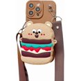 thumbnail image 1 of Wallet Case for iPhone 15 Pro Max Case Funny Phone Case Cute iPhone Case Creative Bear Burger with Lanyard Coin Purse Soft Rubber Bumper Shockproof Co, 1 of 4