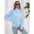 thumbnail image 2 of Women'S Turtle Neck Long Sleeve Knitted Cardigan Autumn and Winter Loose Knitted Cardigan with Zipper Light Blue S, 2 of 7