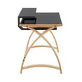 thumbnail image 2 of Indoor Home Office Furniture Bentley Mid-Century Modern Office Desk In Natural Wood And Black Glass, 2 of 7