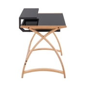 Indoor Home Office Furniture Bentley Mid-Century Modern Office Desk In Natural Wood And Black Glass