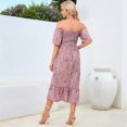 thumbnail image 4 of Women'S Chiffon Floral Dresses Casual Summer Boho Flutter Sleeve Flowy Western Dress MY112 Pink XL, 4 of 5