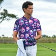 thumbnail image 3 of Rateoe Skull rainbow color Pattern Men's Short Sleeve Polo Shirts, Golf Polo Shirts Short Sleeve Performance Moisture Wicking Dry-Small, 3 of 6