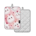 thumbnail image 2 of 2Pack Heat-Resistant Quilted Cotton Potholders - Stylish Kitchen Grips for Hot Pots & Pans Ovens Adorable White Cat Faces, 2 of 7