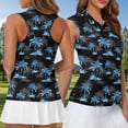 thumbnail image 5 of KUIFORTI Blue Palm Tree Matching Golf Shirts for Couple Quarter Zip Golf Tennis Tank Top Quick Dry Athletic Sleeveless Shirts Racerback Design Machine Washable Lapel Design, 5 of 6