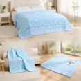 thumbnail image 4 of Yardvibe Cooling Comforter Twin Size, Floral Print Breathable Summer Comforter for Hot Sleepers & Night Sweats, Silky Smooth Cooling Blanket, Blue (F), 4 of 7