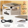 thumbnail image 3 of GALAXHERO Nightstand with Charging Station, Farmhouse End Table, Bed Side Table with 2 Storage Drawers and Open Shelf, Wood Rustic Nightstands for Bedroom, White and Greige, 3 of 7