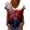 Red, variant on MEICHEN Women's V Neck Butterfly & Rose Print T Shirt Patriotic Glitter Graphic Casual Top