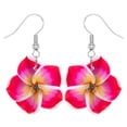 thumbnail image 2 of Flower Earrings, 2D Acrylic Plumeria Flower Earrings Lightweight Colorful Dangle Drop Earrings Set for Women, Tropical Beach Jewelry for Summer Vacation and Gift for Her 1Pair, 2 of 6
