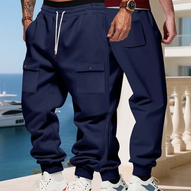 Ceisia Men's All-Season Solid Color Workwear Gift Sweatpants - Elastic Waistband Drawstring Pocket Oversized Comfort Pants