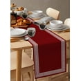 thumbnail image 6 of Red Geometric Table Runner Cotton Linen 48 Inch Holiday Dresser Scarves, Country Farm Traditional Chinese Tile Tablerunner for Kitchen Coffee Dining Bedroom Living Room Dinner Scarf Décor 13''x48'', 6 of 9