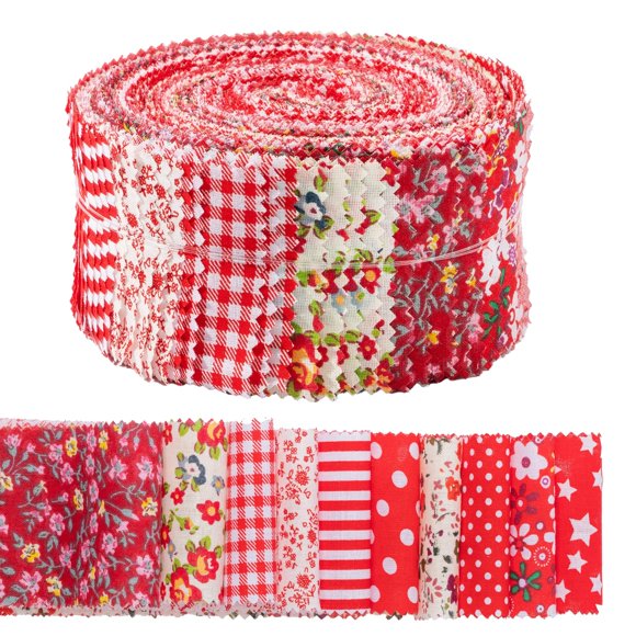 Rollo de tela GQIRIL, 50 unidades, acolchado floral rojo de algodón