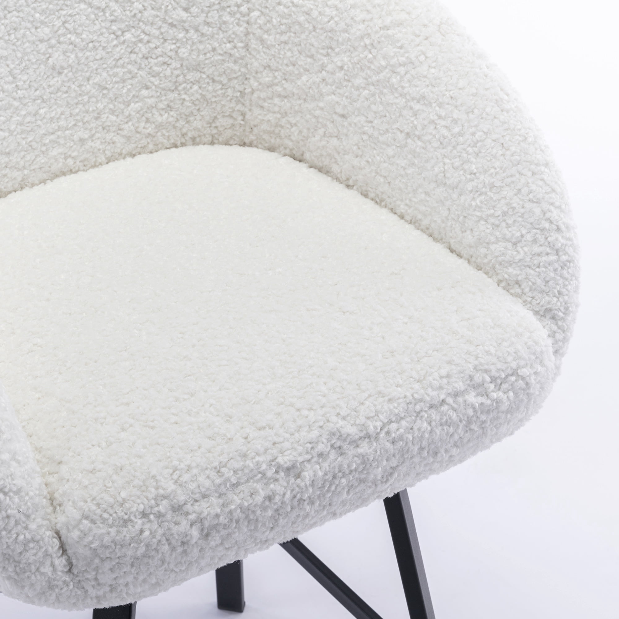 Zesthouse Swivel Counter Height Bar Stools Set of 1, 26.4" Counter Height Sherpa Upholstered Barstools with Barrel Back and Arms, Modern Counter Stool for Pub Kitchen Island, White