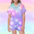 thumbnail image 2 of Luvoko Pyjama Enfant Mode Imprimé Boutonné Col Rabattu Manches Courtes Ensemble de Pyjama Bébé Serviette Fille Robes Simple 6 9 Mois Dormeuses Garçon Noël Tenues Fille Taille 6 12 18 Mois, 2 of 4