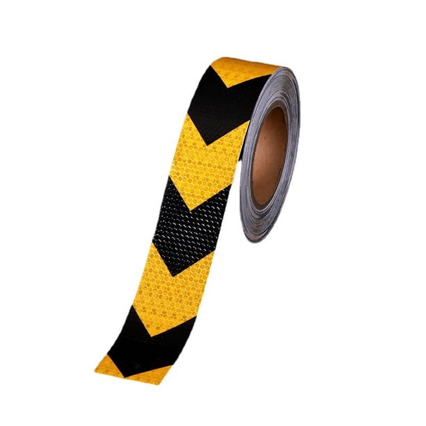 Cinta de Advertencia Reflectante de 25Mx5cm, Cinta Reflectora de Seguridad para Orientación de Flechas, Señal de Advertencia, Alta Visibilidad, Alta Intensidad, Flecha en Amarillo y Negro, TKD5030