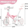 thumbnail image 3 of 5 in 1 Tricycle for Toddlers 1-3, Toddler Balance Bike with Parent Steering Push Handle, Kids Trike Baby Toys for 1 2 3 Year Old Boys Girls, Training Birthday Gift & Toys, Pink, 3 of 9