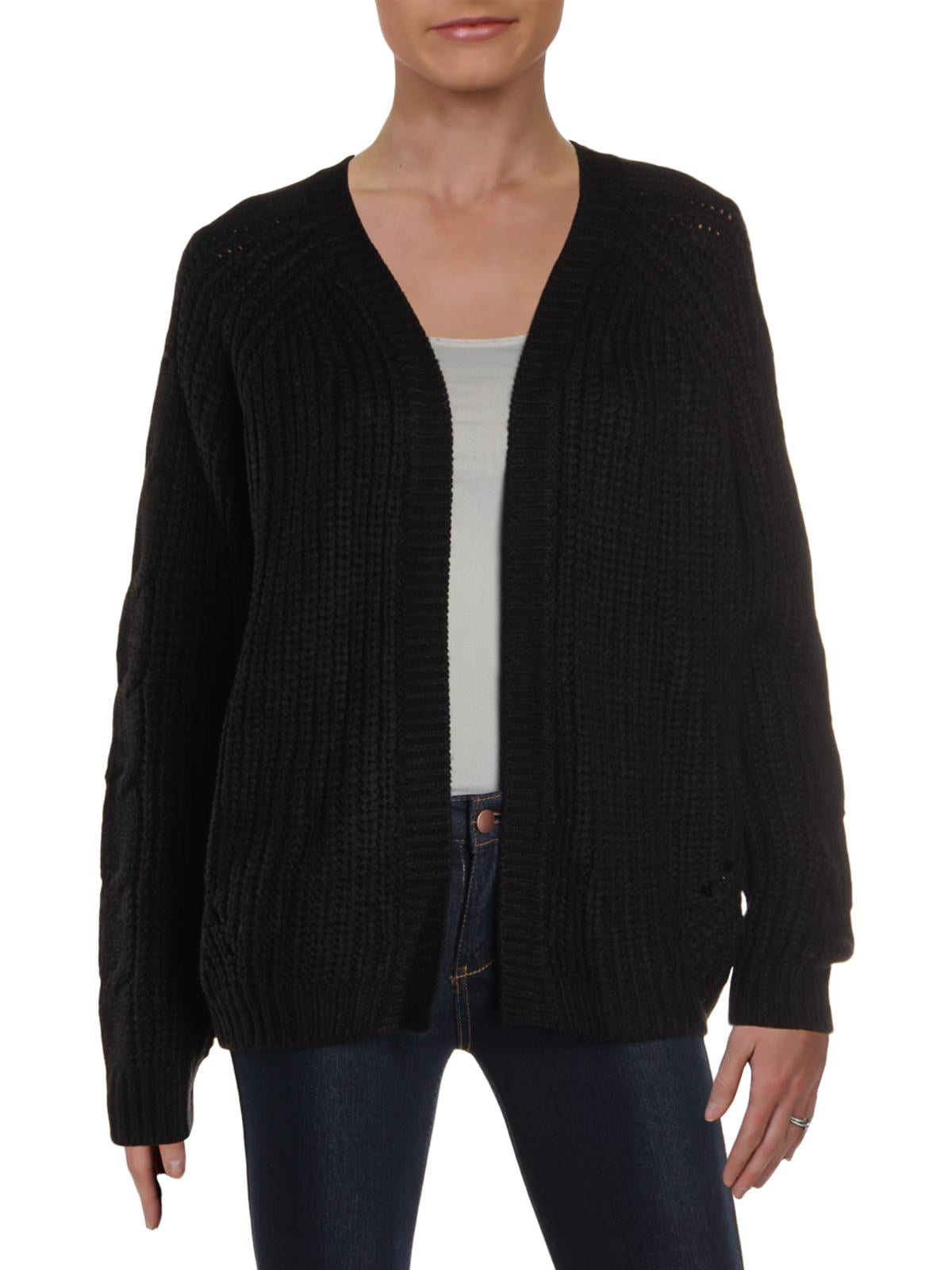 cable knit open front cardigan