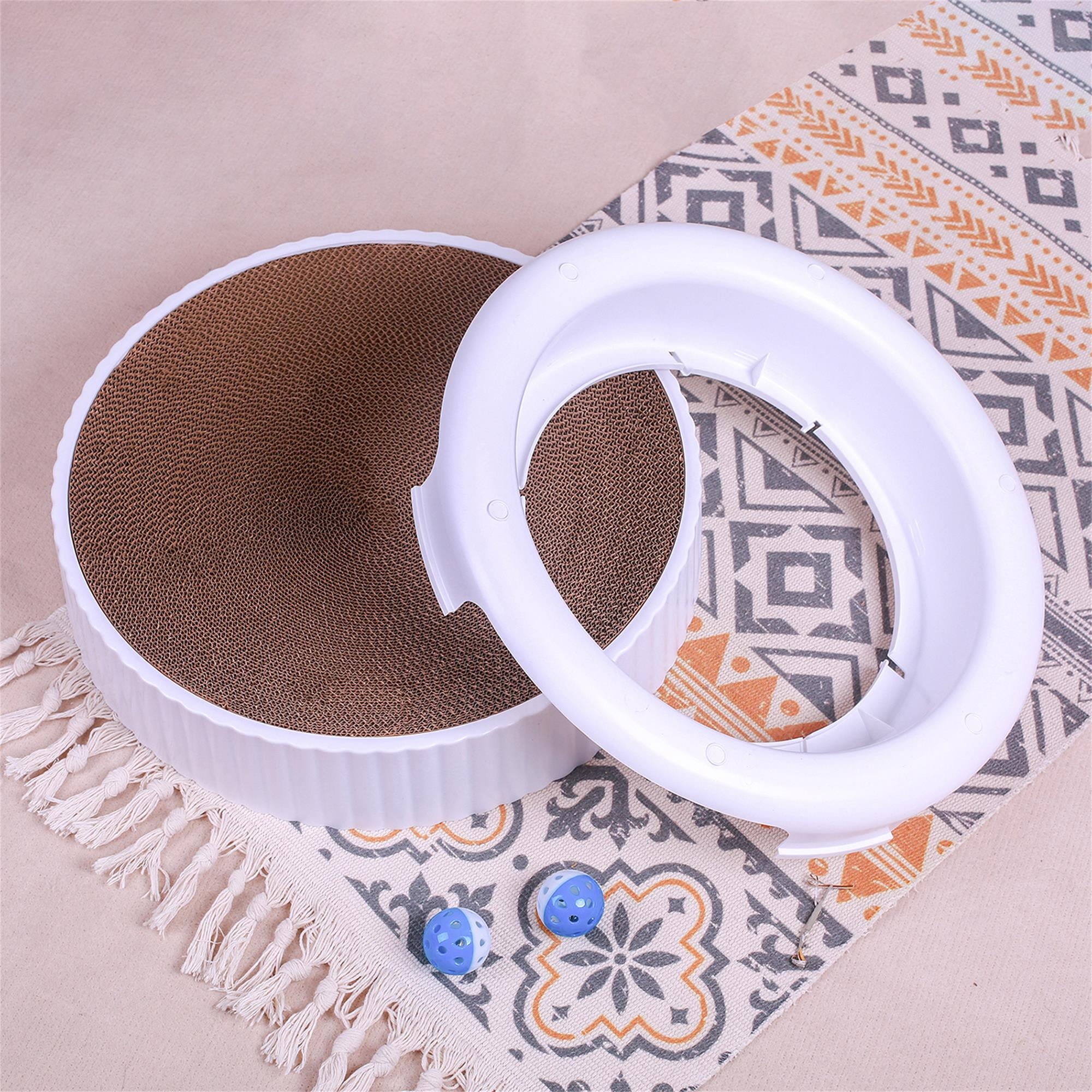 Pefilos 18" Cat Scratcher Toy with Bell Attachment, Cardboard Cats Scratching Post Bed Durable Scratch Kitties Wear-Resistant Supplies, White Pefilos 18" Cat Scratcher Toy with Bell Attachment, Cardboard Cats Scratching Post Bed Durable Scratch Kitties Wear-Resistant Supplies, White