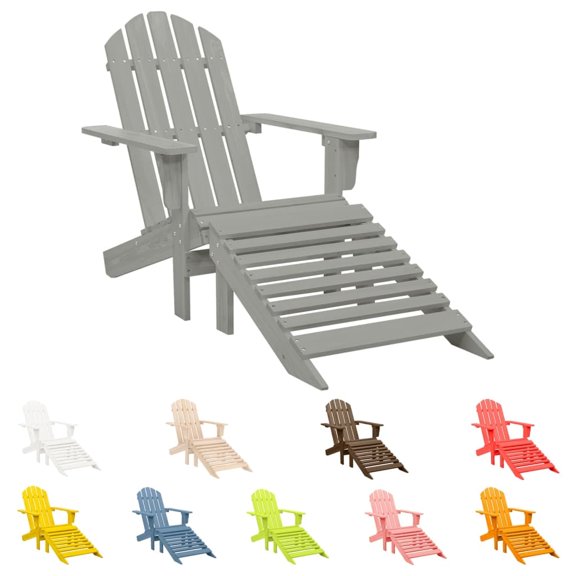 vidaXL Adirondack Chair Patio Adirondack Chair with Ottoman Solid Wood Fir