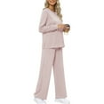 thumbnail image 2 of MOSHU Two Piece Sets for Women Casual Fall Outfits Sets Slit Side Stiching Tops and Wide Leg Pants with Pockets Trendy Cozy Tracksuits, 2 of 7