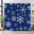 thumbnail image 2 of Winter Snowflakes Christmas Shower Curtain 72" x 72" Snowflake Home Bathroom Decorations Snow Santa Xmas Bathtub Curtain Set with 12 Hooks (Blue), 2 of 6