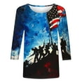 thumbnail image 4 of Womens Independence Day T Shirts Vintage Printed Tees The Statue of Liberty Graphic T-Shirts Scooped Neck 3/4 Sleeve Tops Causal Retro American Flag Tunic Blouses Workout Going Out Clothes, 4 of 5