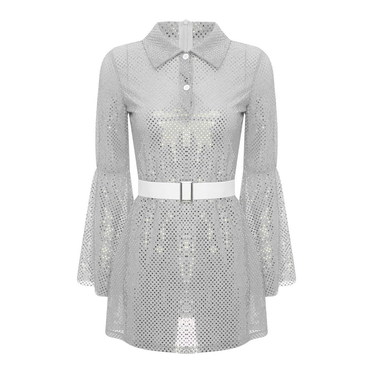 Aislor Women Retro Hippie Disco 70s Disco Costumes Glittery Sequins Flare Sleeve Mini Dress Silver 3XL - Walmart.com Aislor Women Retro Hippie Disco 70s Disco Costumes Glittery Sequins Flare Sleeve Mini Dress Silver 3XL - Walmart.com
