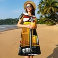 thumbnail image 4 of Fotbe Robe Motif Camion Américain Décontractée Mode Femme Manches Courtes Robe Maxi Robe T-Shirt Rayée Longue à Blocs de Couleur, 4 of 6