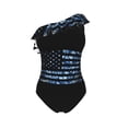 thumbnail image 4 of Yiaed Navy Camouflage American Flag Print Women One Piece Swimsuits Tummy Control One Shoulder Bathing Suits Pattern Ruffle Swimwear-Large, 4 of 8