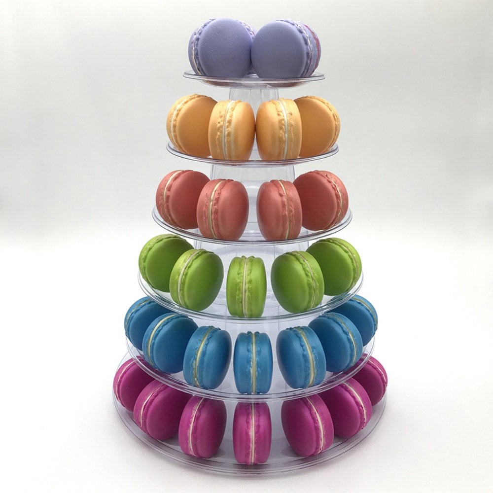 6 Tier Macaron Tower Stand for Wedding Birthday Party  Plastic Display Stand for Cupcake Cake