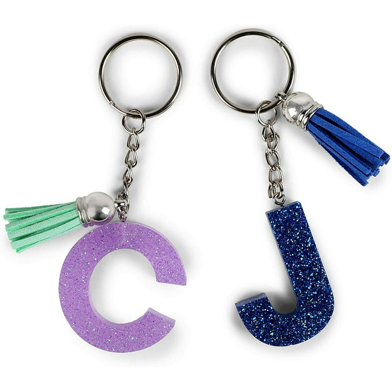 LidasCraftShop Initial Keychain, Personalized Resin Letter Keychain, Custom Letter Resin Keychain, Alphabet Keychain Resin, Shaker Keychain