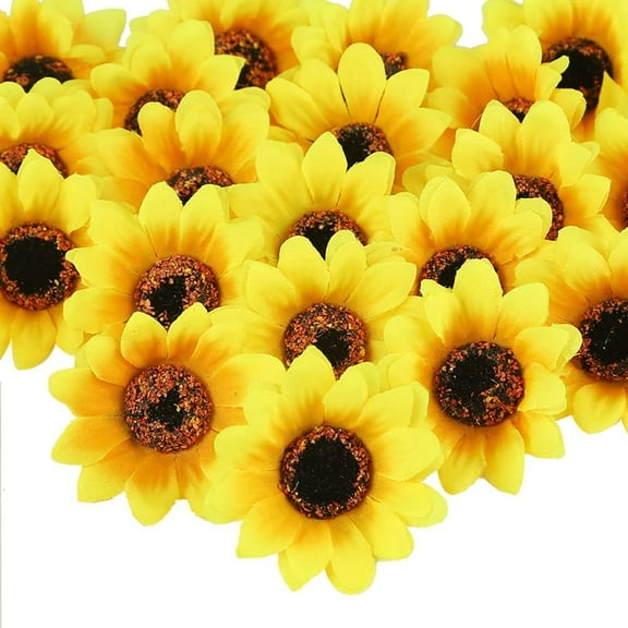 25Pcs Fake Sunflowers Heads, 2.8" Artificial Sunflower Gerbera Daisy Flowers Heads Silk Sunflowers for DIY Wedding Party Craft Home Party Wedding Decor