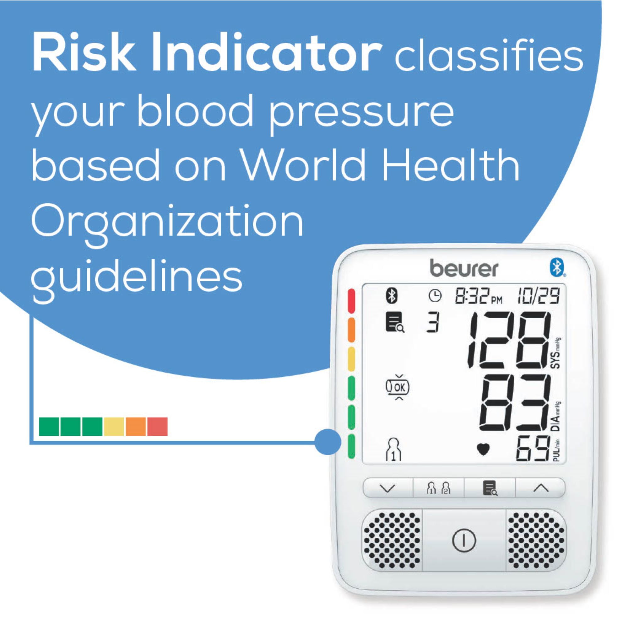 Beurer Premium 800 Blood Pressure Monitor with Bluetooth and Speaker, FSA & HSA Eligible, Talking Function, Stores 240 Readings for 2 Users, Wide-Range Upper Arm Cuff