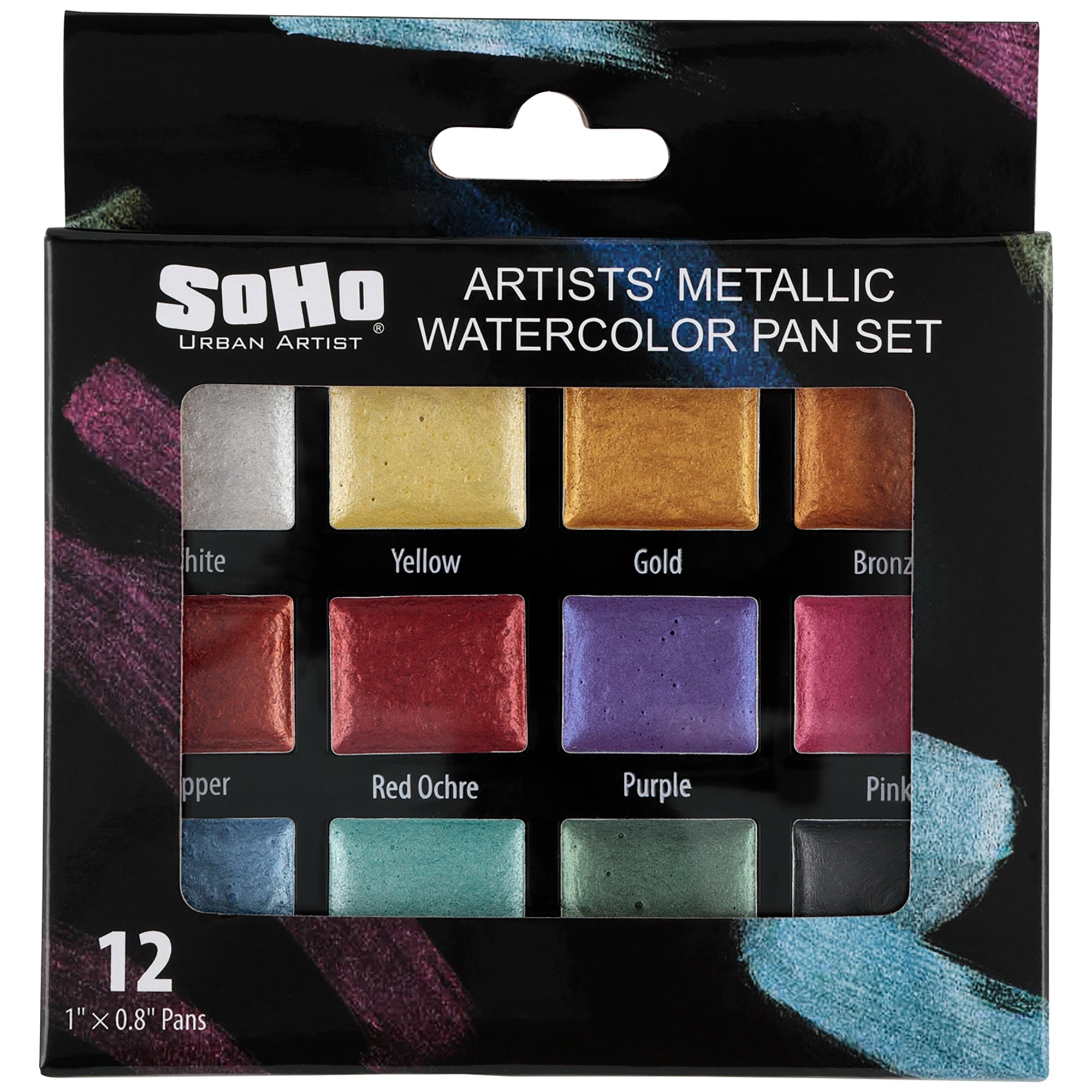 SoHo Urban Artist Metallic Watercolor Paint Set of 12 SemiMoist Whole