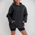 thumbnail image 2 of Riforla Women's Oversized Cropped Hoodies for Women Heavy Weight Streetwear Pullover with Pockets for Winter Black M, 2 of 5