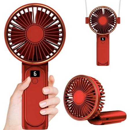 

Handheld Fan Portable Fan 4000mAh USB Rechargeable Personal Fan 180° Foldable Mini Desk Fan 6 Wind Speed LCD Digital Display Lanyard as Neck Fan Ultra Quiet Pocket Size for Indoor Outdoor