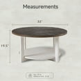 thumbnail image 6 of COZAYH Rustic Farmhouse Large Round Wood Coffee Table with Storage Shelf, Brown, 6 of 9