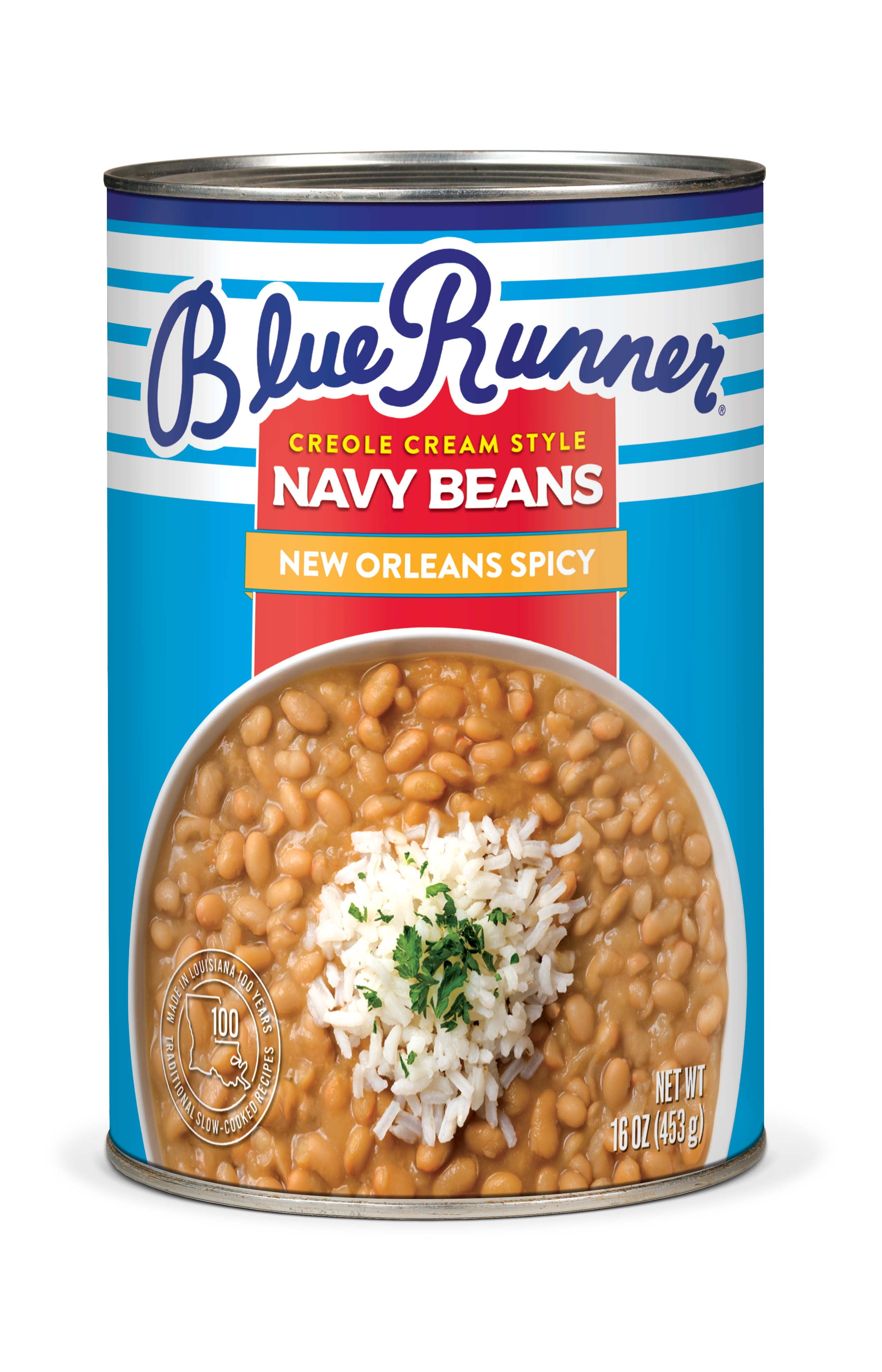 Blue Runner Creole Cream Style Navy Beans, New Orleans Spicy, 16 oz can, Heat and Serve