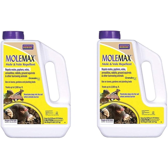 Bonide Molemax Mole Repellent Granules - Outdoor Use, 3 Month Protection - 2 Pack, 5 lbs