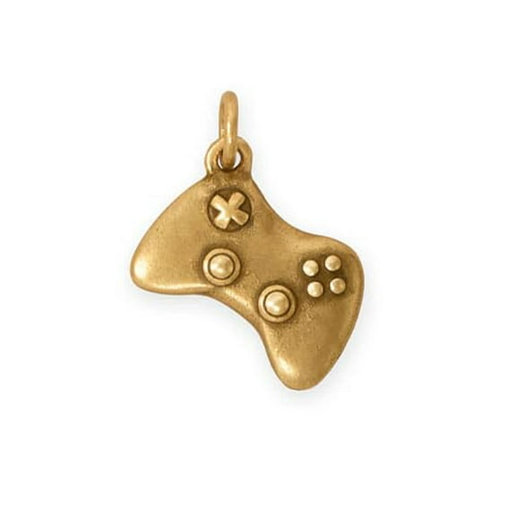 AzureBella Jewelry Video Game Controller Charm 3D Design Gold-plated Sterling Silver
