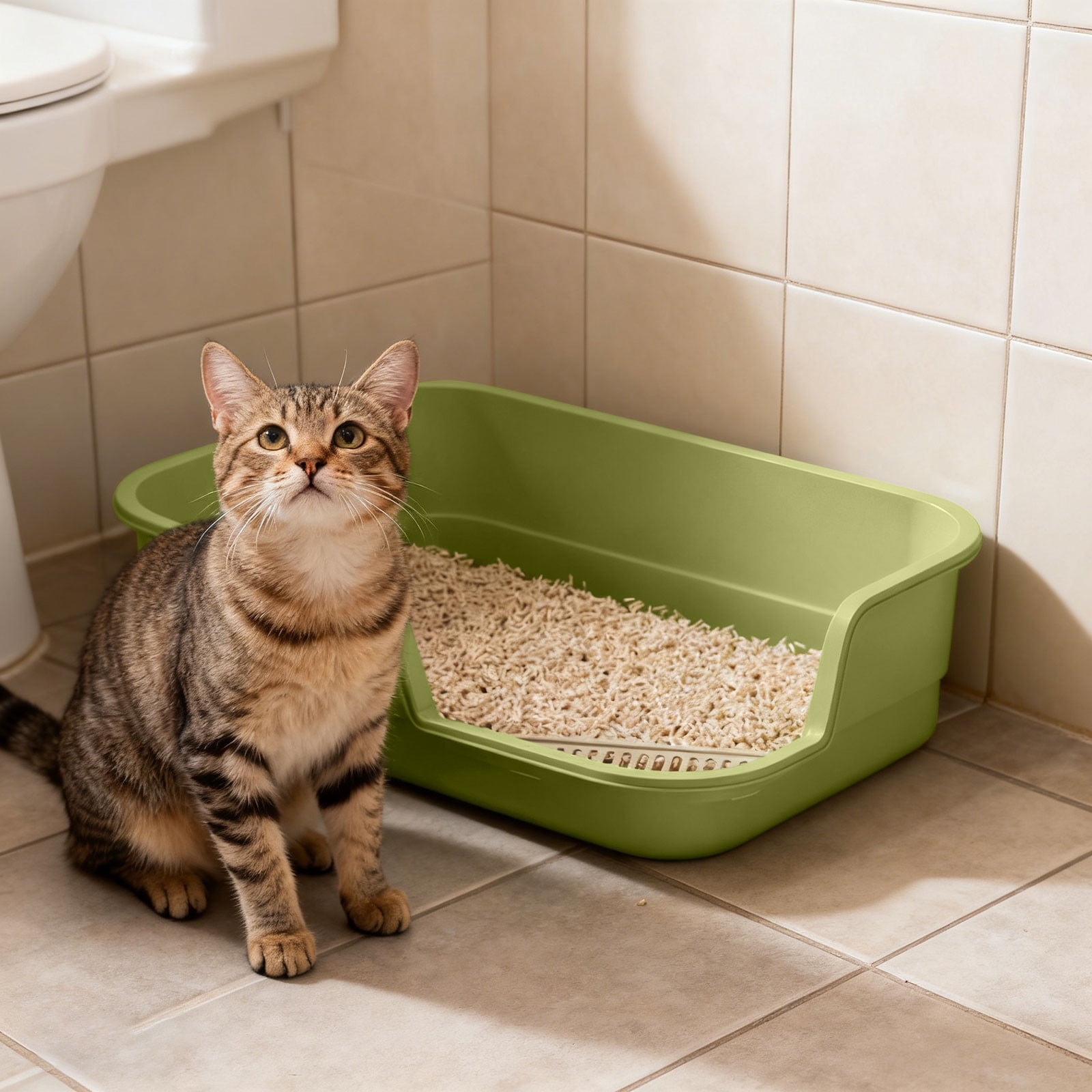 Extra Large Cat Litter Box Semi Enclosed High Edge Anti Scatter Durable Easy Clean Indoor Cats Multi Pet Households Tray